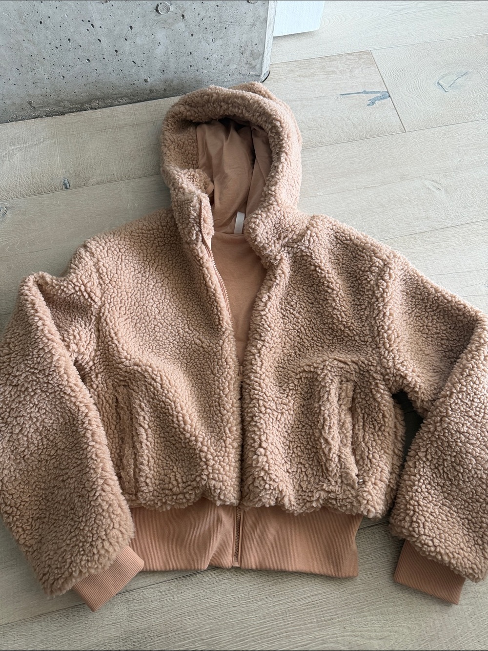 Fabletics Camel Sherpa Zip Hoodie